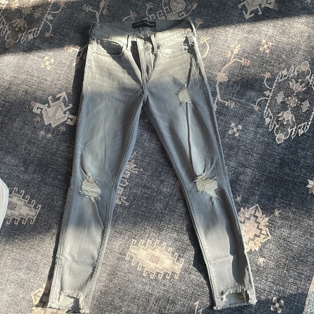 Express Jeans Performance Stretch Distressed Mid … - image 4